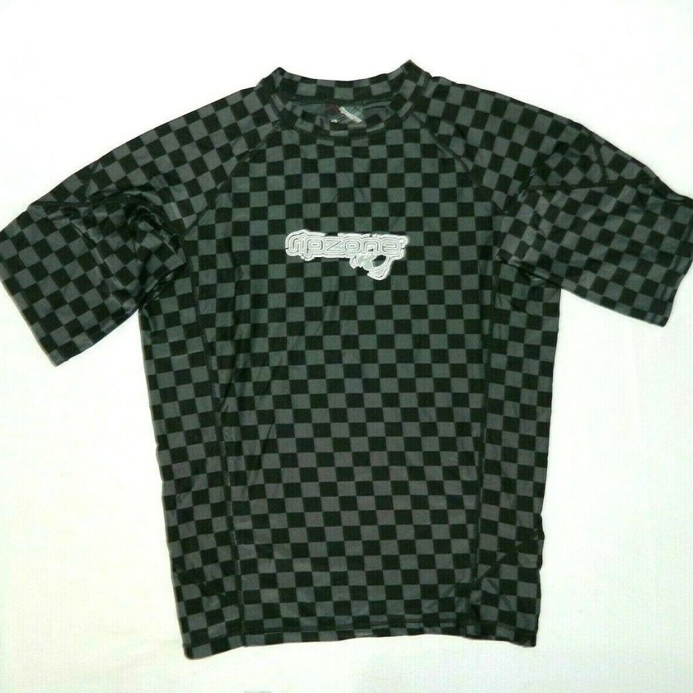 Ripzone Rash Guard Short Sleeve Shirt Checkered Boys Youth Large